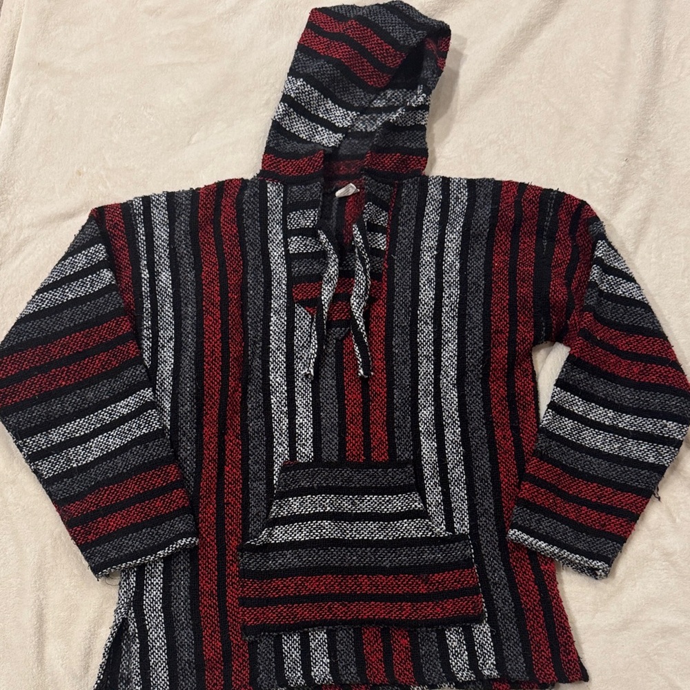 Striped Hooded Baja Unknown Size. See Pics. Unisex